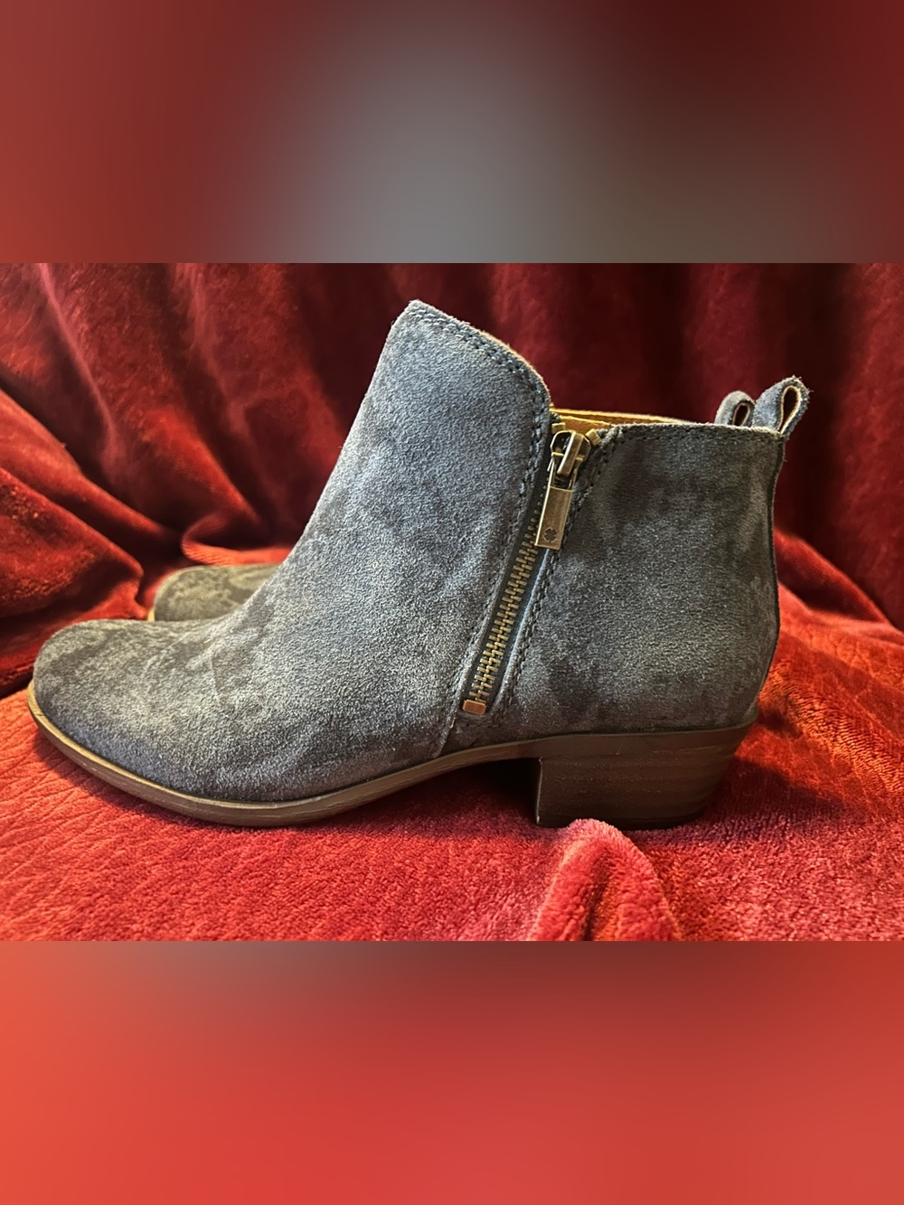 Lucky Brand Women's Basel Wide Width Booties In Denim Blue Snake Print Suede